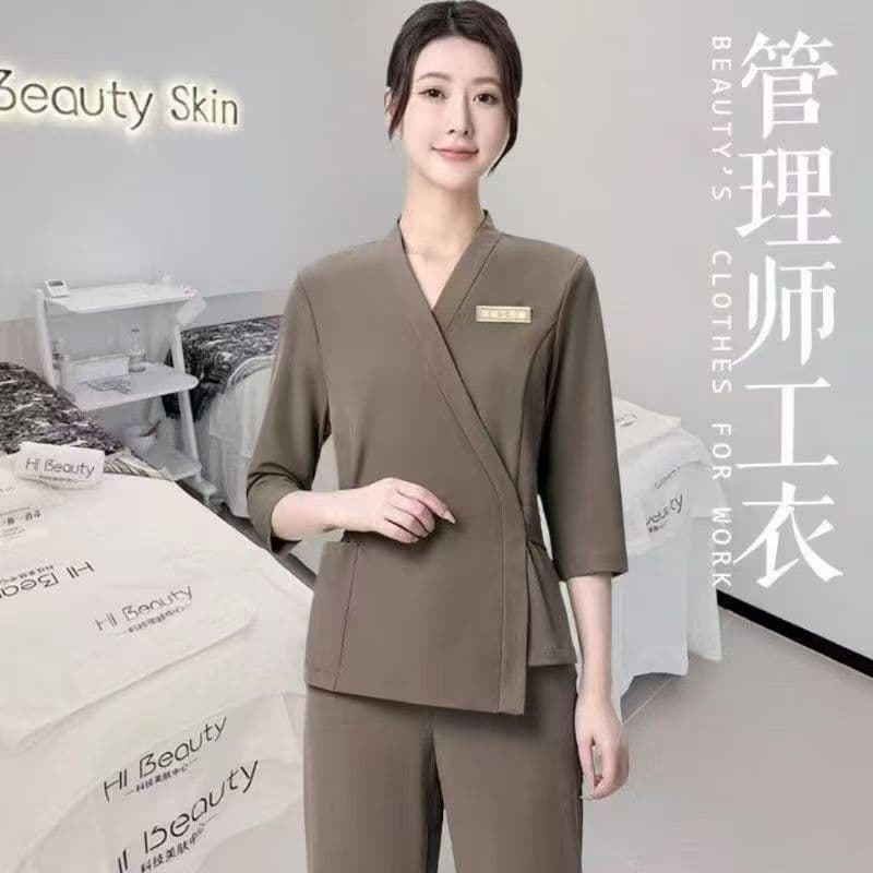New Autumn/Winter High-End Beauty Salon Foot Bath Beautician Uniform Set for Women, Health Spa Club Technician Suit