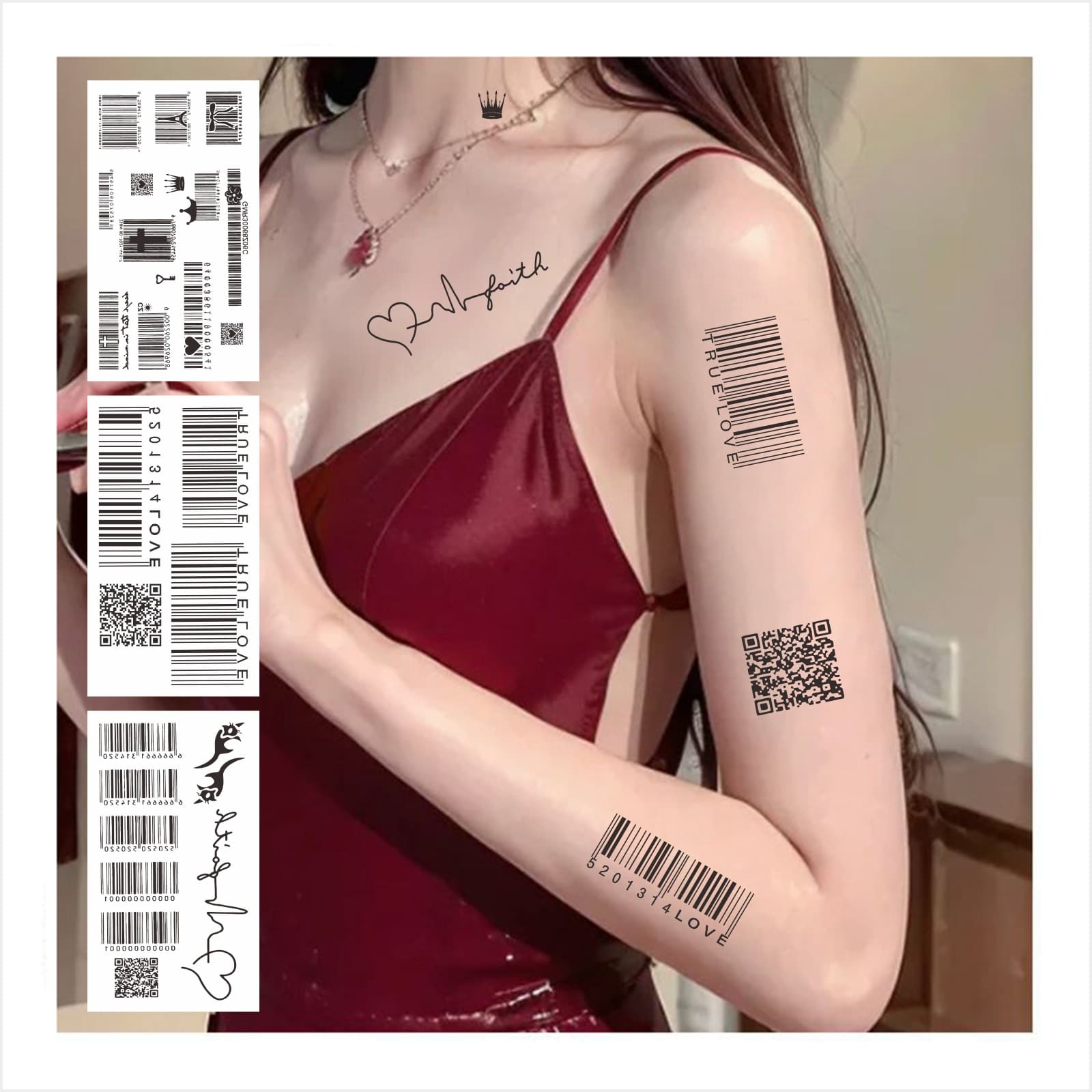 Cross-border tattoo sticker manufacturers wholesale waterproof simulation disposable barcode tattoo stickers customizable