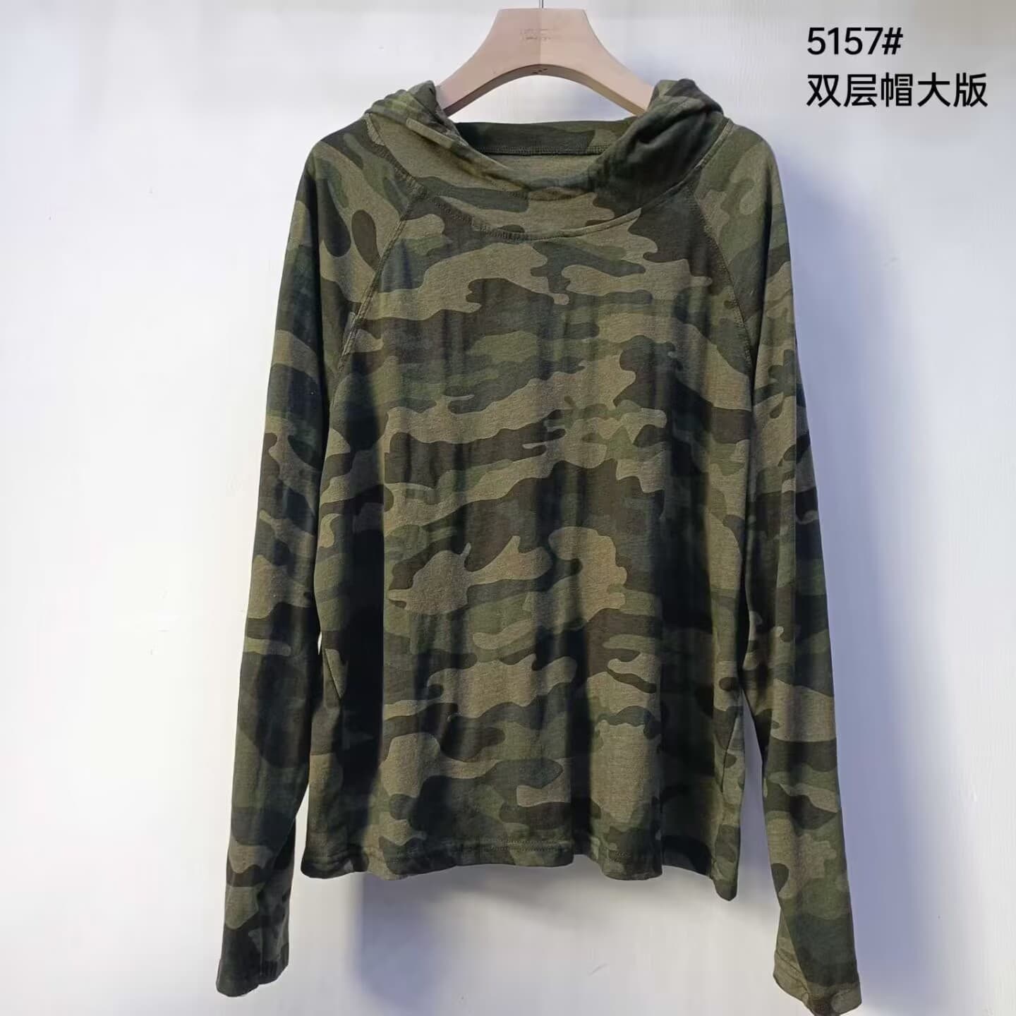 2026 Spring New Short Hooded Camo Shirt T-Shirt Hoodie Casual Top Versatile Style
