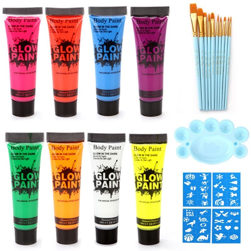 Cross-border 8-color 10ml body painting face paint water-based fluorescent paint paint hand-painted paint finger paint