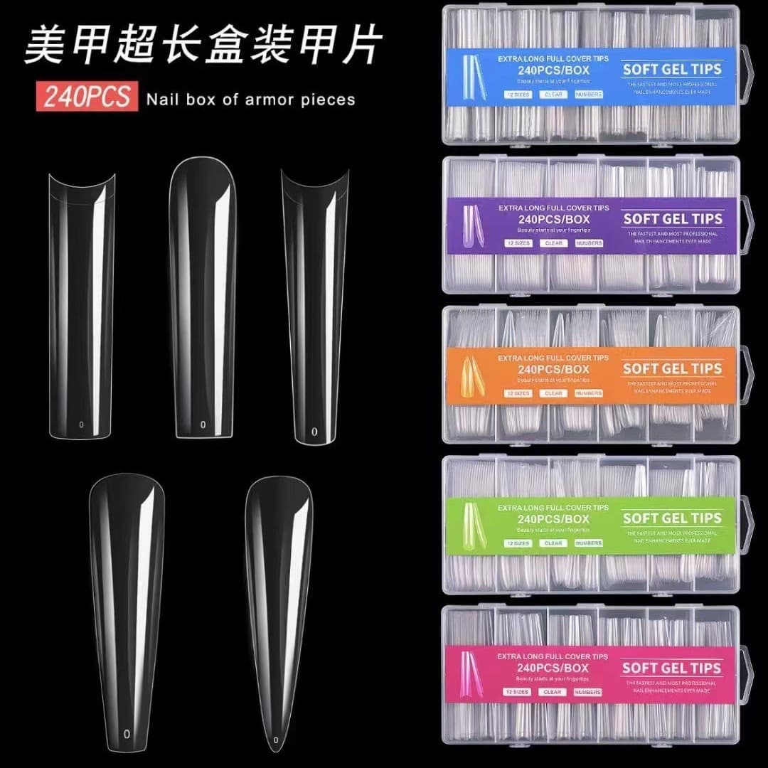 Cross-border Seamless Nail Armor Super Long Water Pipe Armor Ballet Armor Salon Armor Fine Dog Armor 240 Boxed Fake Nail