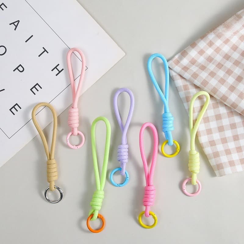 Colorful Handwoven Cotton Rope Keychain Bag Charm DIY Accessories Simple Versatile Phone Strap Pendant Wholesale