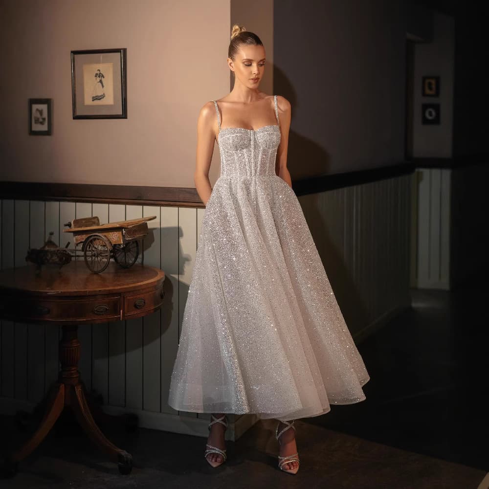 Suspender sequin light wedding dress 2026 new birthday party prom dress A-line slimming temperament long dress