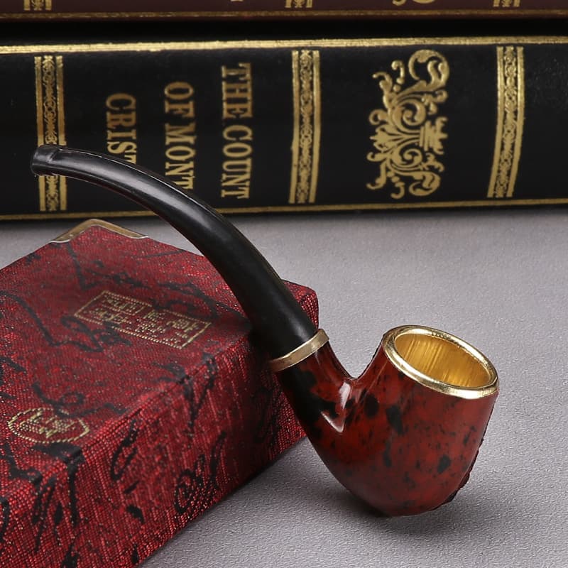 Pastoral style mini portable boss small pipe pot men's resin bent novice pipe smoking set