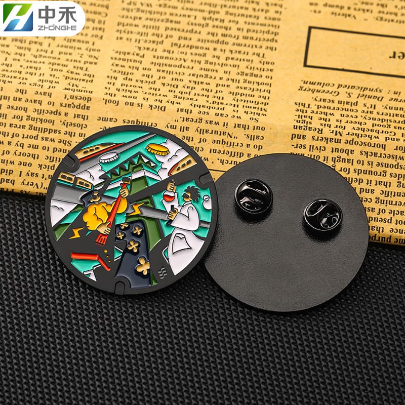 Custom Metal Paint Badge Anime Peripheral Craft Pin Creative 2D Logo Brooch Customization