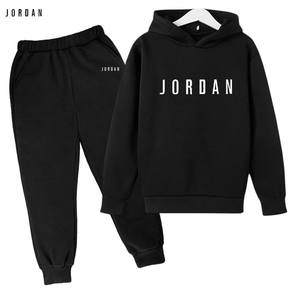 Factory Wholesale Cross-Border Kids Sweatshirt Set Winter Fleece-Lined Warm Hoodie Casual Sports Two-Piece Set