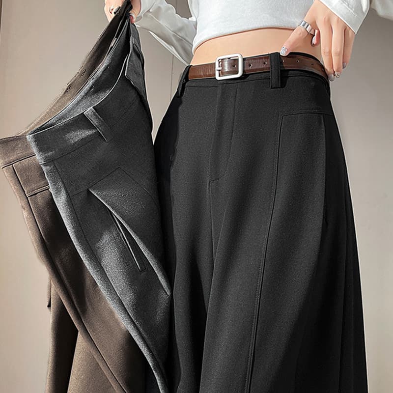 Women's Suit Pants 2026 New High-Waisted Narrow Wide-Leg Pants Straight-Leg Casual Versatile Floor-Length Pants with Drape Effect and Curved Hem