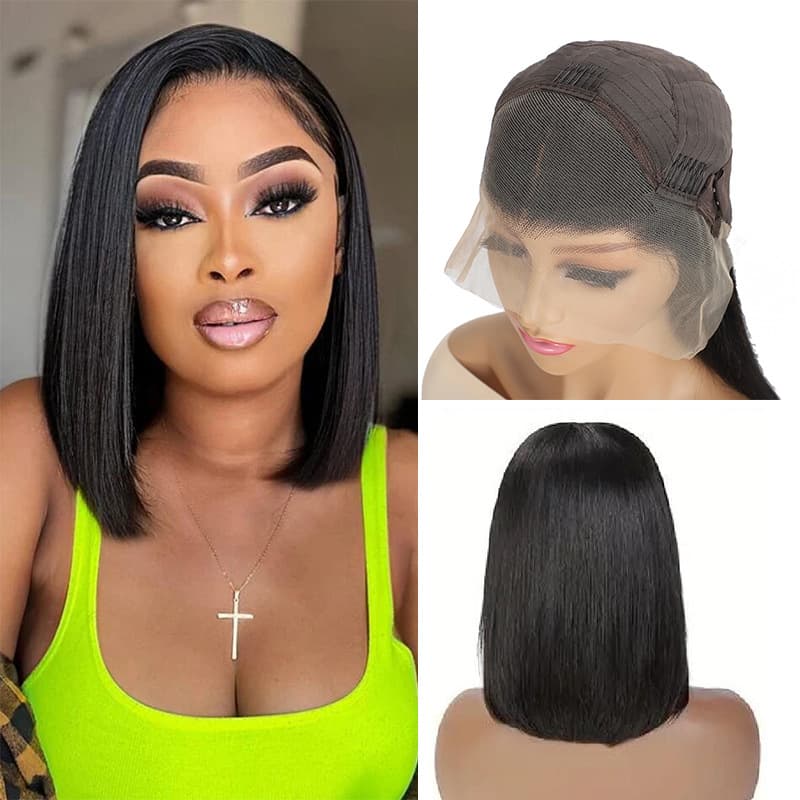 Lace front human hair wig human hair 13*4Bob headgear front lace human hair straight wig