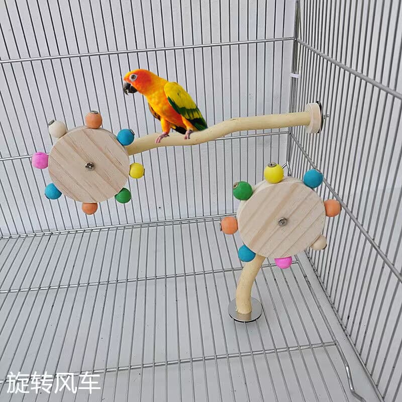 Cross-border parrot toy, rotating windmill stick, birdcage pole, educational play product manufacturer direct sales.