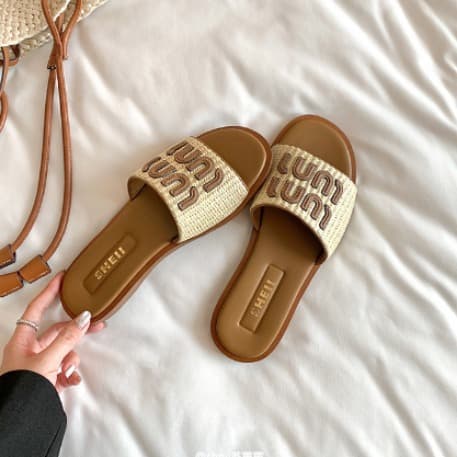 Summer Breeze~ Amiu Vacation Woven Flat Beach Sandals for Women, Outdoor Slippers