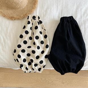 Korean Style Polka Dot Mosquito Pants 2026 Summer Boys and Girls Loose Elastic Waist Casual Polka Dot Fashion Baby Lantern Pants Cotton