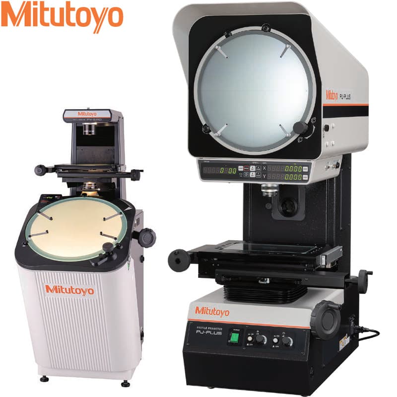 Mitsubishi PJ-PLUS projector, PJ-H30 measuring projector, PH-3515F milling cutter/saw blade, hardware measuring instrument.