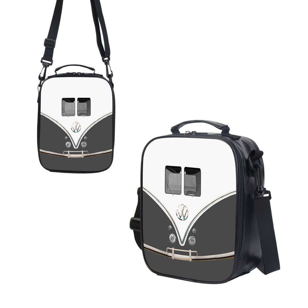 Mo Ling 2024 Volkswagen Front-Printed Leather Vertical Lunch Bag DIY Custom Handbag Crossbody Multi-Purpose Lunch Bag