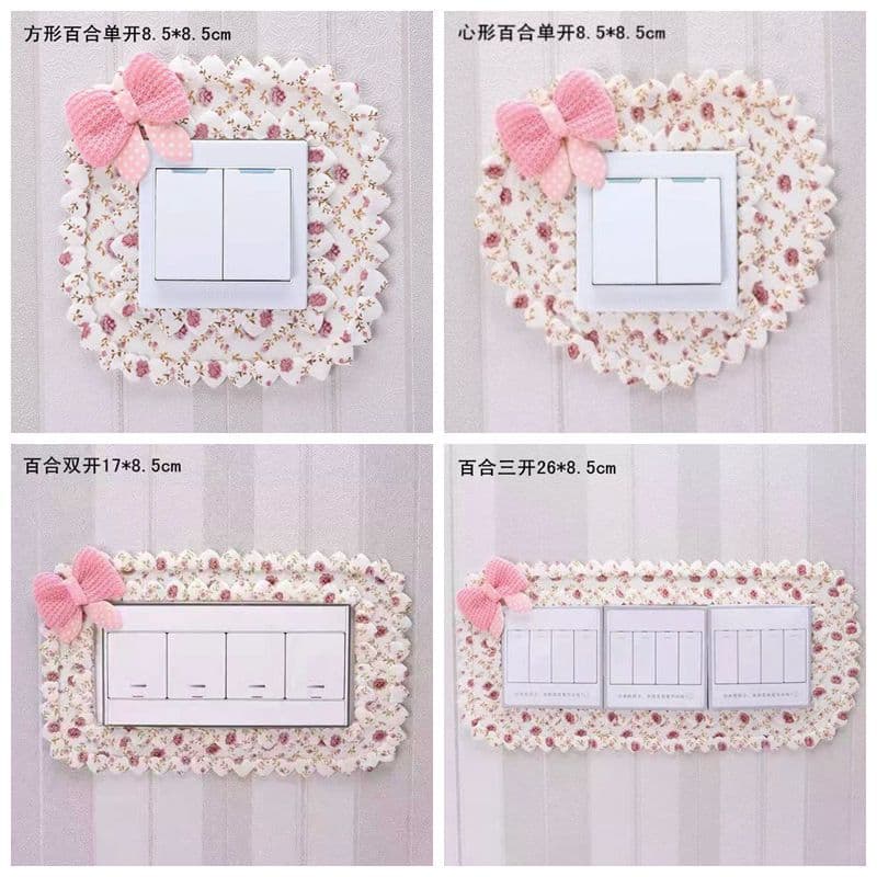 Fabric Switch Sticker Wall Decoration Sticker Dust-Proof Cover Switch Protector Cover Living Room Border Light Outlet Simple Crystal