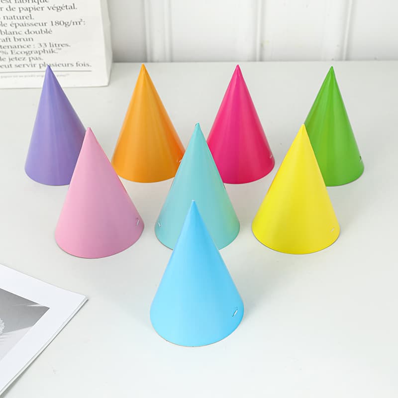 Korean-style Children's Birthday Hats, Solid Color Festival Party Decoration Cone Hats, Solid Color Triangular Hats