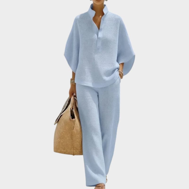 2026 European and American cross-border autumn and winter new sweater waffle casual fashion women's suit loose shirt new style