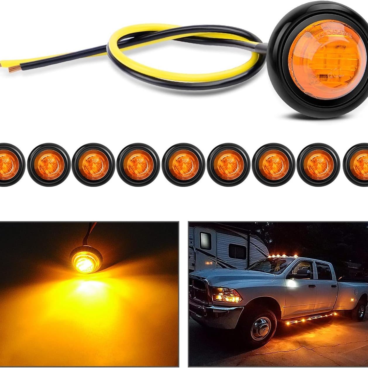 Cross-border Hot Selling Truck Eagle Eye Side Light, Single Color, Waterproof and Rainproof, Vehicle Marker Light, Compatible with 12V 24V Truck Side Light