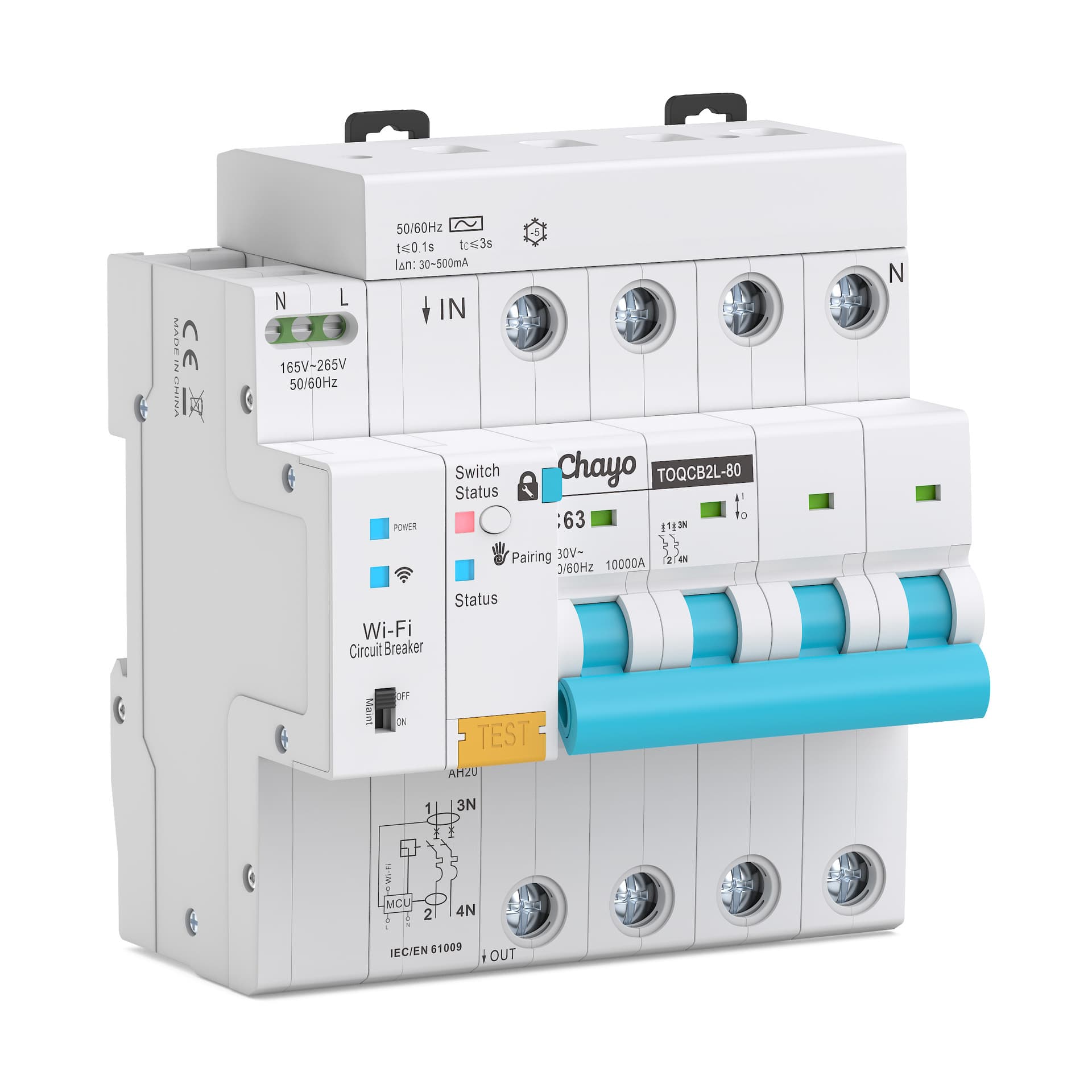 AC Type Tuya WiFi Smart Leakage Protection Circuit Breaker Remote Control Metering Main Switch Breaker Chayo