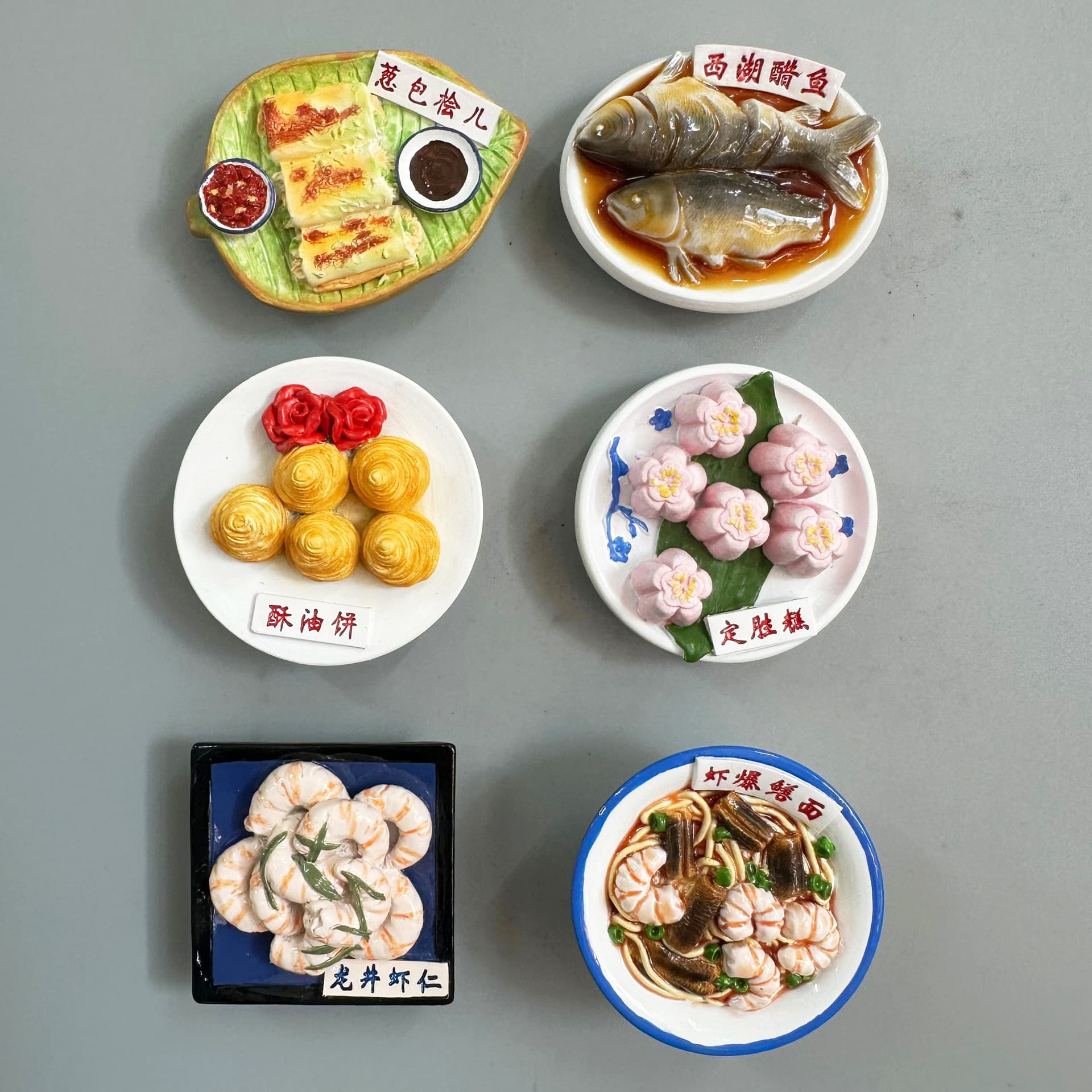 New cultural and creative refrigerator magnets, Hangzhou special snacks, resin food toys, creative food magnets, hot selling souvenirs in stock