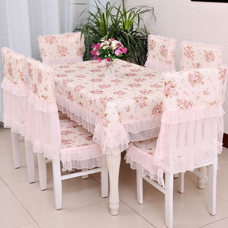 Tablecloth, dining chair cushion, fabric set, table cushion, dining chair cover, pastoral hot selling lace tablecloth, chair cover, Douyin dining table