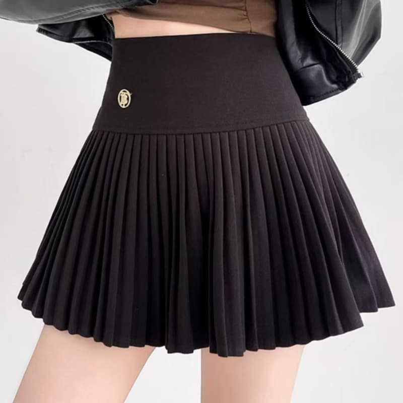 New Elastic Waist Woolen Starry Pattern Pleated Skirt Women's Autumn/Winter New Versatile Winter High-Waist Slimming A-Line Short Skirt