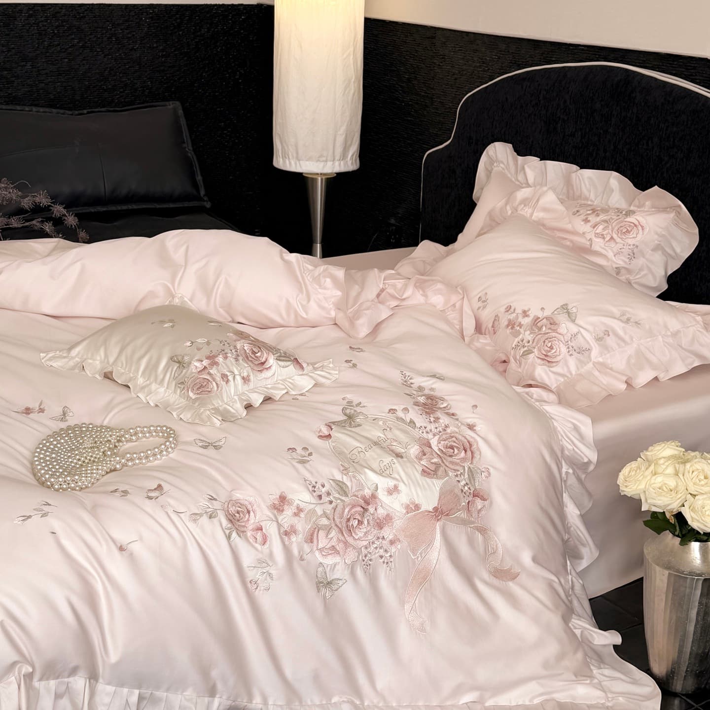 Princess style 100S long-staple cotton four-piece Xinjiang combed cotton quilt cover light luxury girl's cotton bed sheet 4