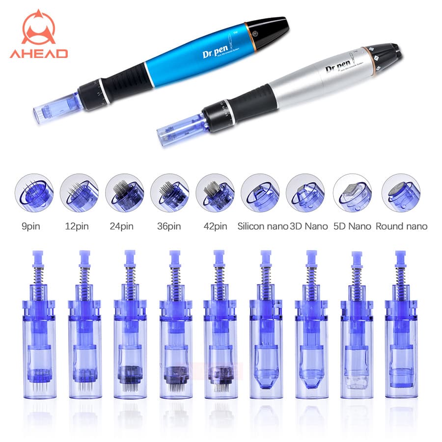A6/A1 motorized microneedle tips, available for wholesale in stock, suitable for home and hospital use, 3dl long and short blue mount motorized microneedles.