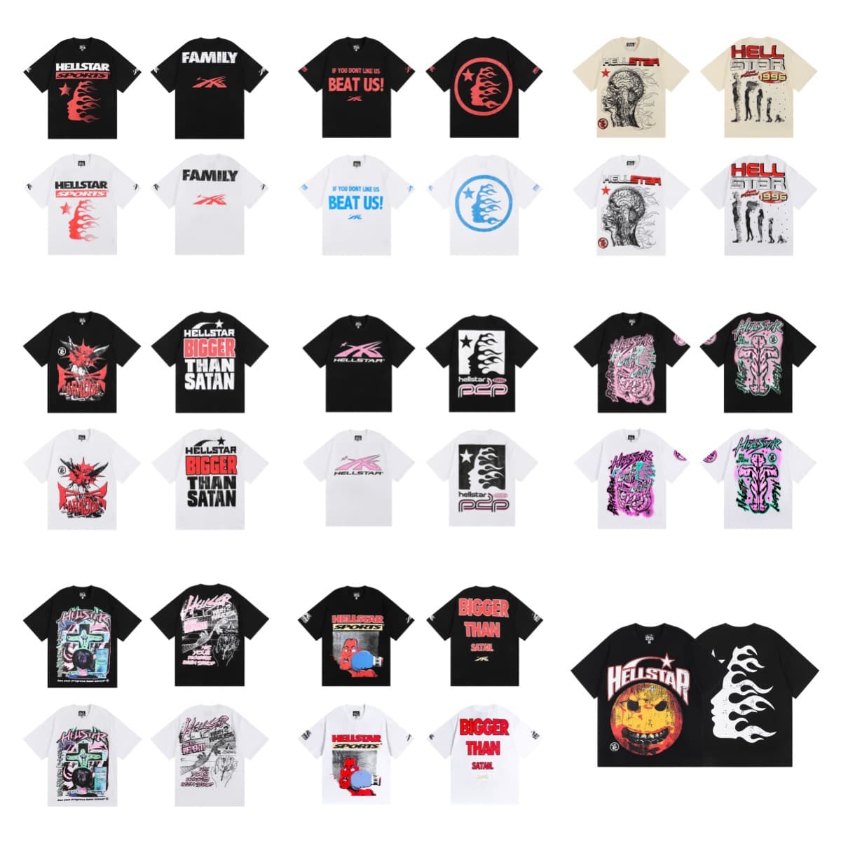 Hellstar Cross-Border Streetwear Summer New Men's and Women's Loose-Fit Short-Sleeve T-Shirt