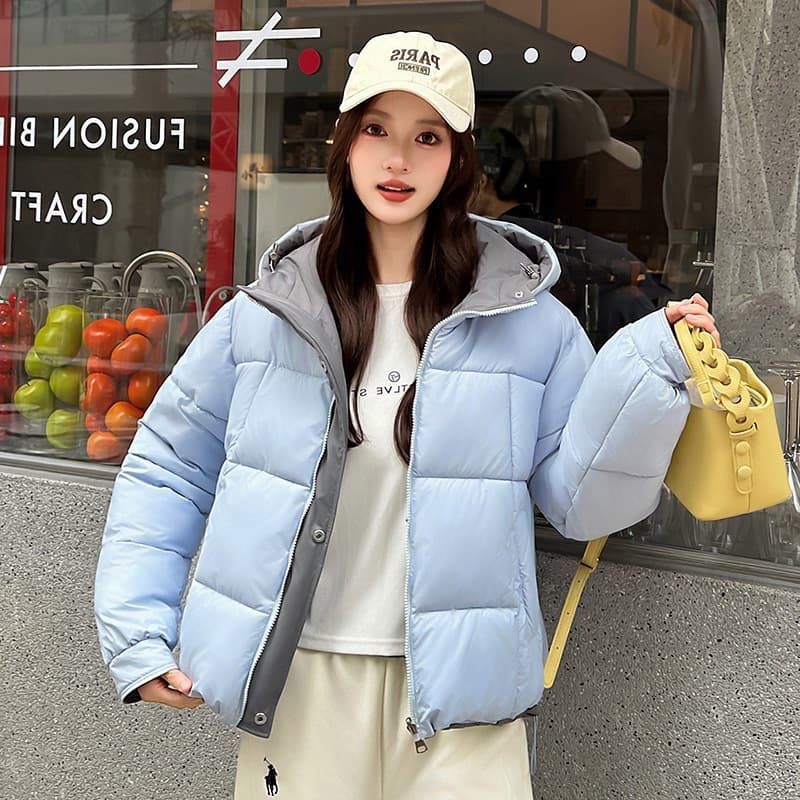 Reversible Cotton Coat Women 2026 Autumn/Winter Petite New Thickened Short Hooded Puffer Jacket Cotton Padded Coat