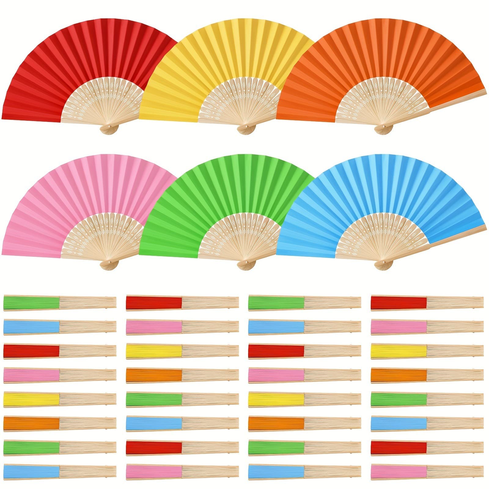 Ready-to-ship DIY blank paper fans, custom printing and engraving, folding fans for children's DIY painting, cross-border wedding paper fans