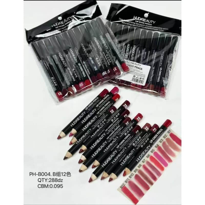 HUDA Beauty Lipstick Gift Set, 12 Shades, Long-lasting, Waterproof, Color-enhancing, Non-stick Lipstick