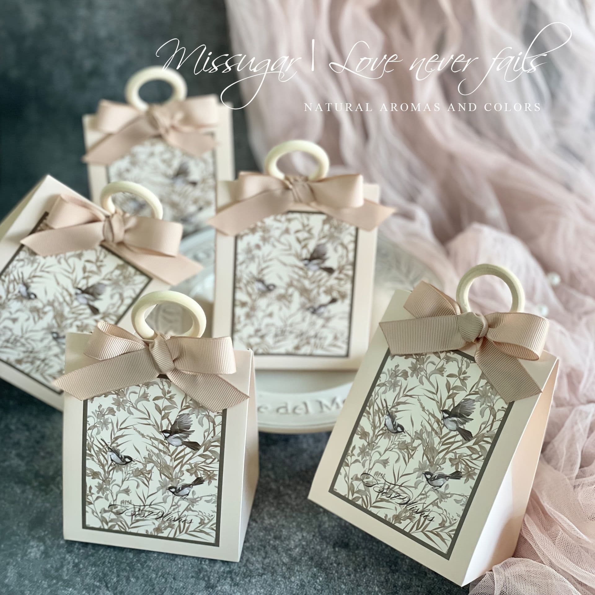 Vintage Floral French Style Green Champagne Red Wedding Candy Box