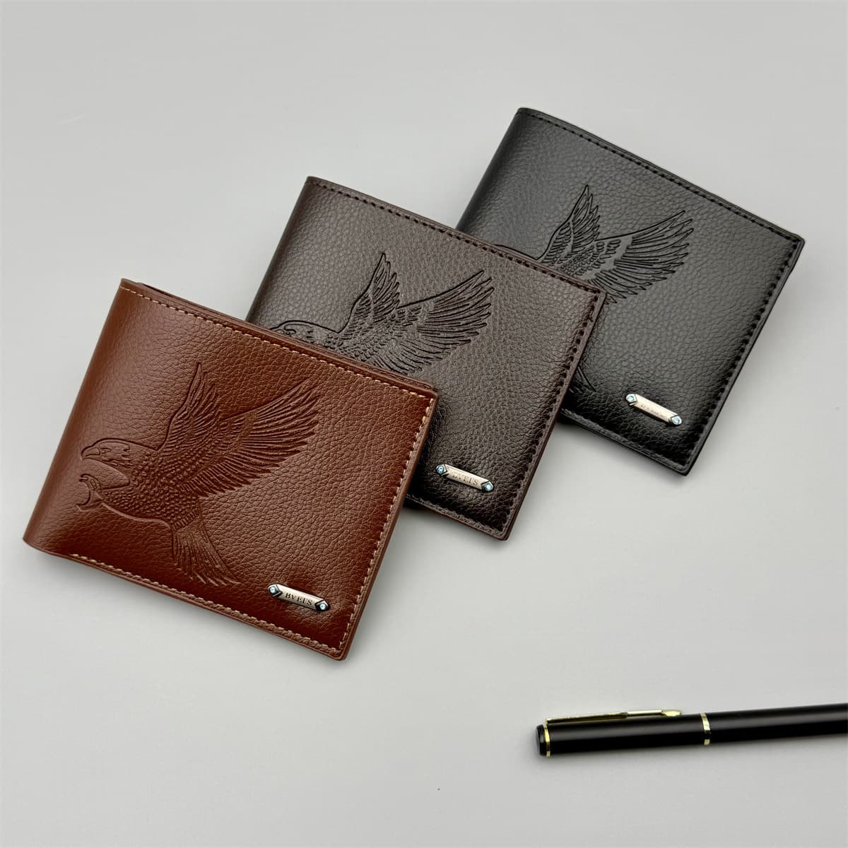 Cross-border new men's short wallet soft leather thin eagle pattern high-value AliExpress Amazon explosions