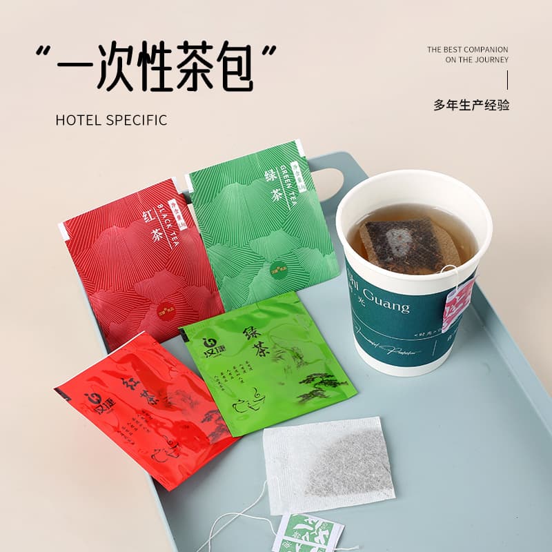 Wholesale Hotel Tea Individually Wrapped Disposable Tea Bags for Guest Rooms, B&B, Small Pack Black and Green Tea Bags