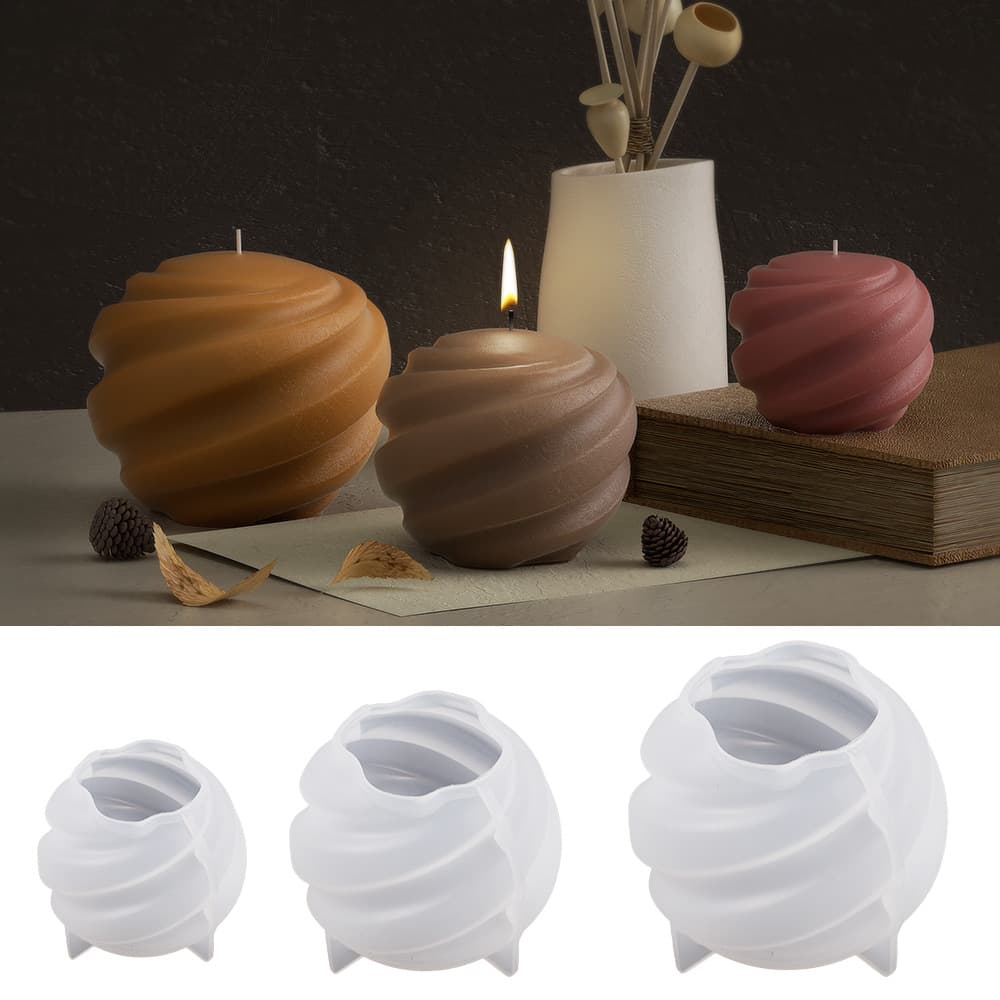 Round Rotating Globe Candle Mold Spiral Carving Earth Aromatherapy Silicone Mold Star Planet Candle Making Tool