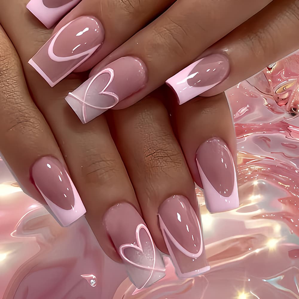 Milk Coffee French Style Press-On Nails Nude Nail Line Cross-Border Nail Patches Export Fake Long Nails Nail Patches