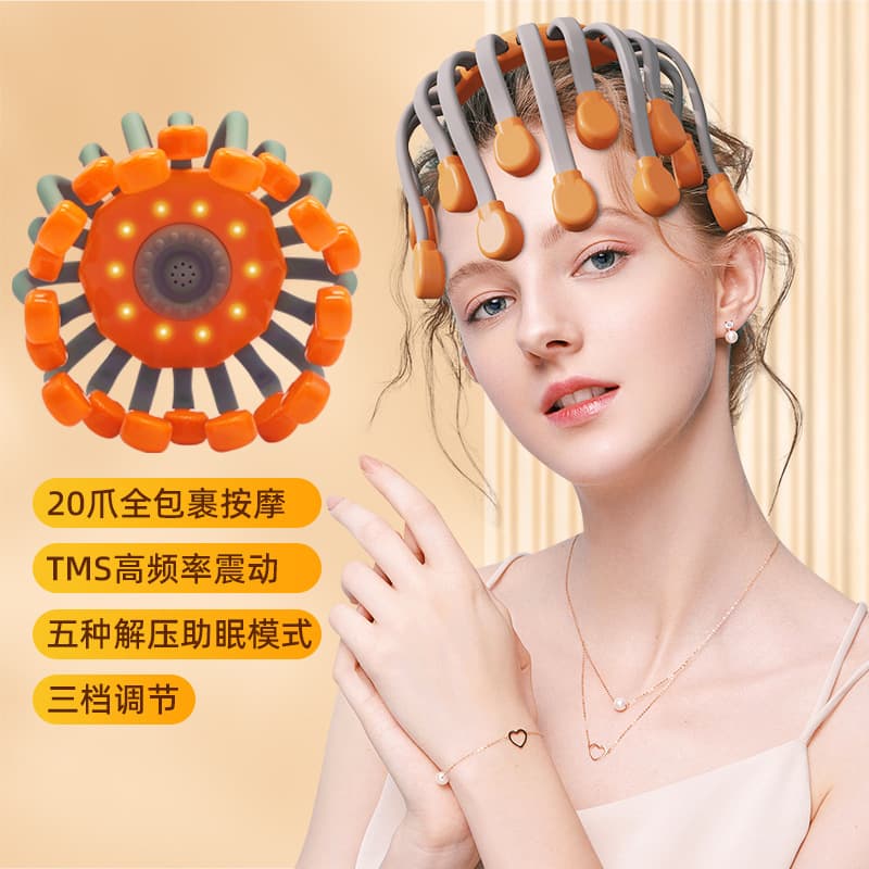 Electric head massager with 20 claws (octopus-shaped) for sleep acupoint massage, head massager, decompression device.