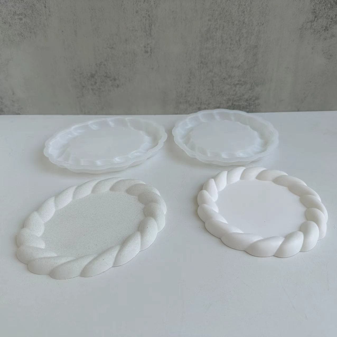 Round and Oval Hemp Rope Tray Coaster Silicone Mold, Plaster Tray Coaster Mold, Resin Epoxy Dish Mold