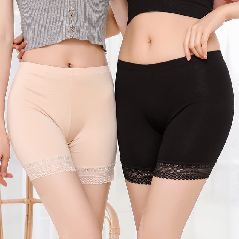 Women's Modal Lace Trim Leggings, Anti-Exposure Safety Pants, Plus Size Shorts, Safety Pants, Xiamanmeijiao