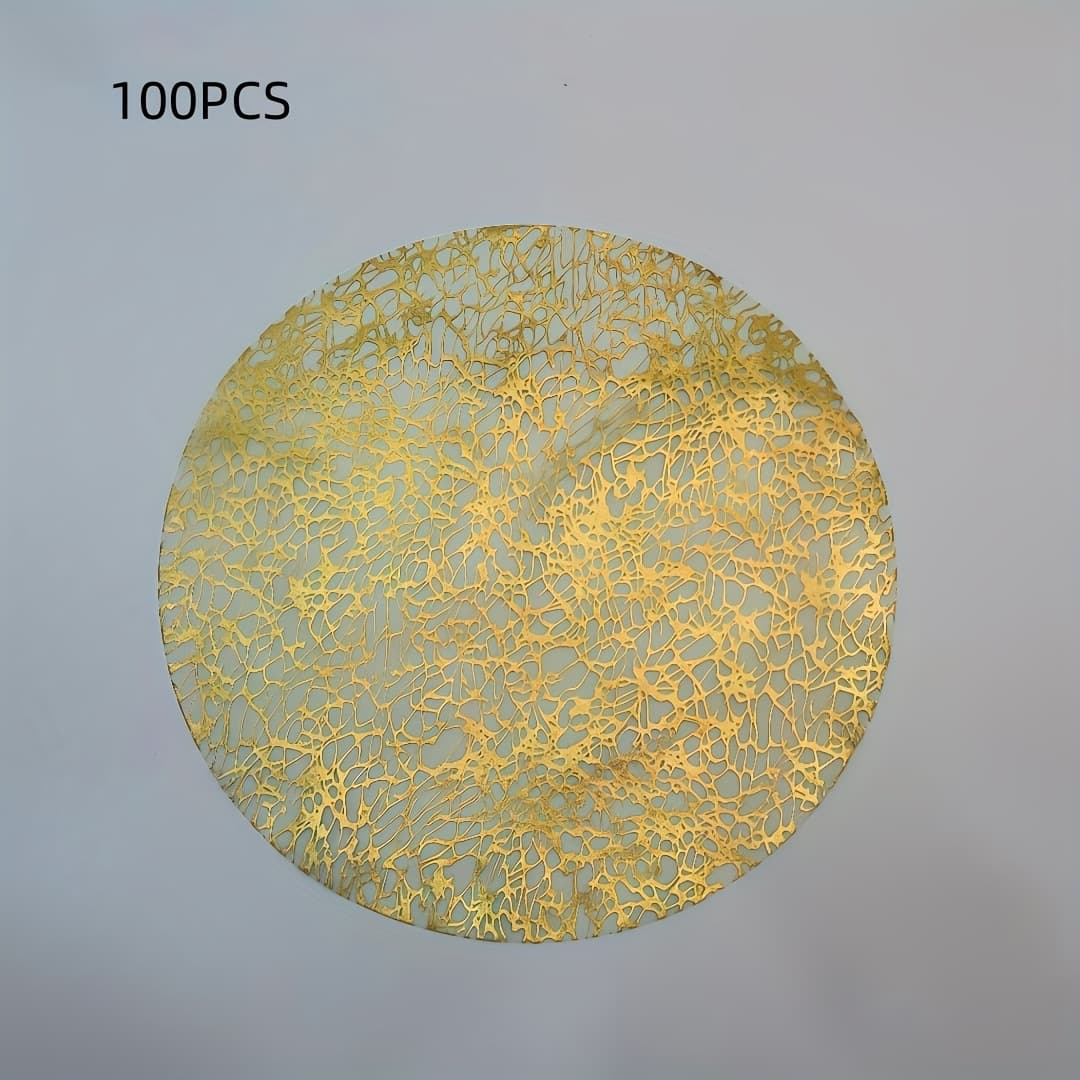 New gold random pattern hot stamping, gold foil placemats, disposable round design, suitable for birthday parties and holidays
