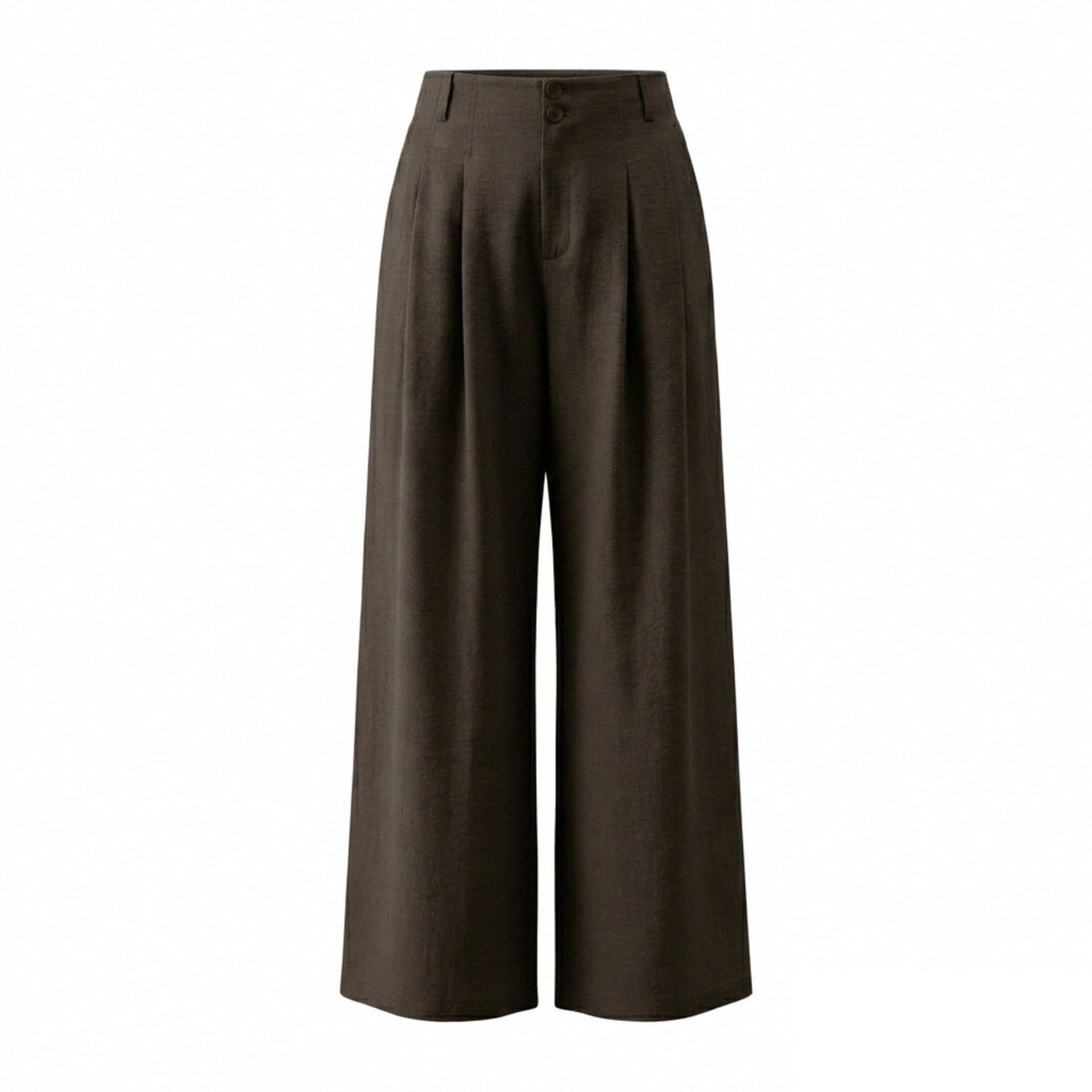 0204 Women's Linen Wide-Leg Pants Without Waistband, Summer Thin Drapey Loose Slimming Breathable Cotton-Linen Floor-Length Casual