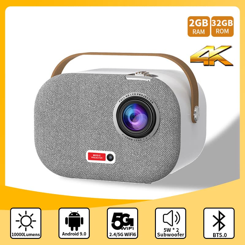 HD projector indoor wall projection 1080P family party portable smart large screen with stand