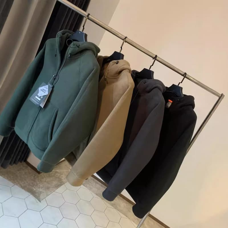 Overwinter! Heavy double-sided polar fleece winter new basic casual hooded sweatshirt jacket for men