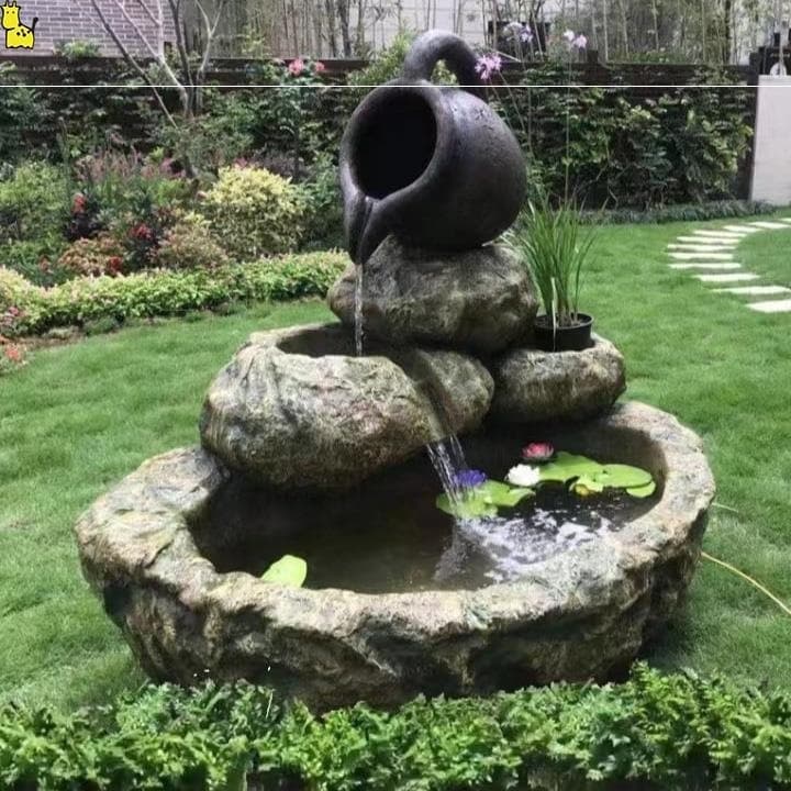 Garden Rockery Waterfall Fountain Water Feature Decorative Ornament Landscape Circulation Outdoor Indoor Automatic Fish Pond Balcony Courtyard