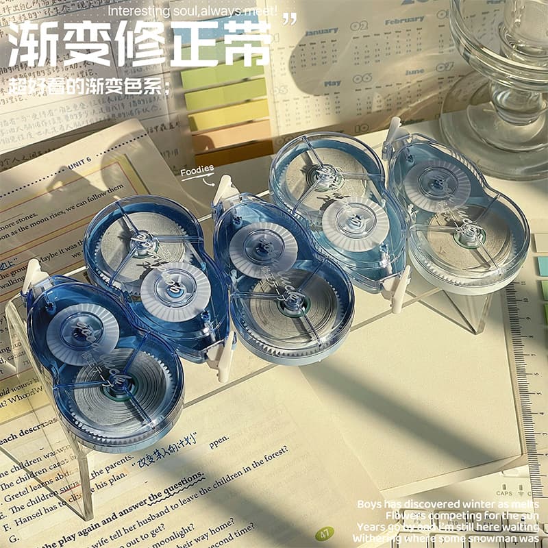 New gradient correction tape set, stylish and high-capacity, suitable for students, smooth and quiet correction tape.