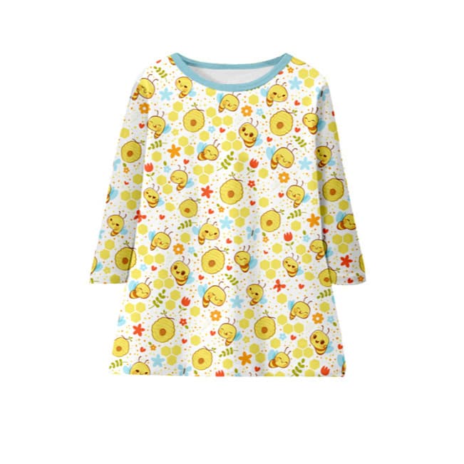 Cross-border wholesale custom spring/autumn girls' long nightgown with digital printing process
