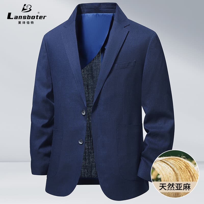 Lansboter Linen Suit Spring Summer New Breathable Men's Casual Blazer Korean Slim Fit Single-Breasted Jacket