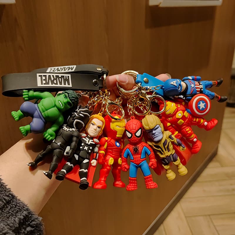 Avengers Spider-Man Keychain Exquisite Women's Bag Creative Pendant Soft Rubber Figure Couple Small Hanging Ornament Key Chain