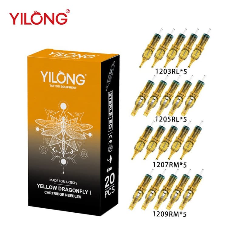 Yilong Cross-border Yellow Dragonfly Tattoo Integrated Needle Disposable Tattoo Needle Cheyenne Eyebrow Embroidery Needle Tattoo Pen Wholesale