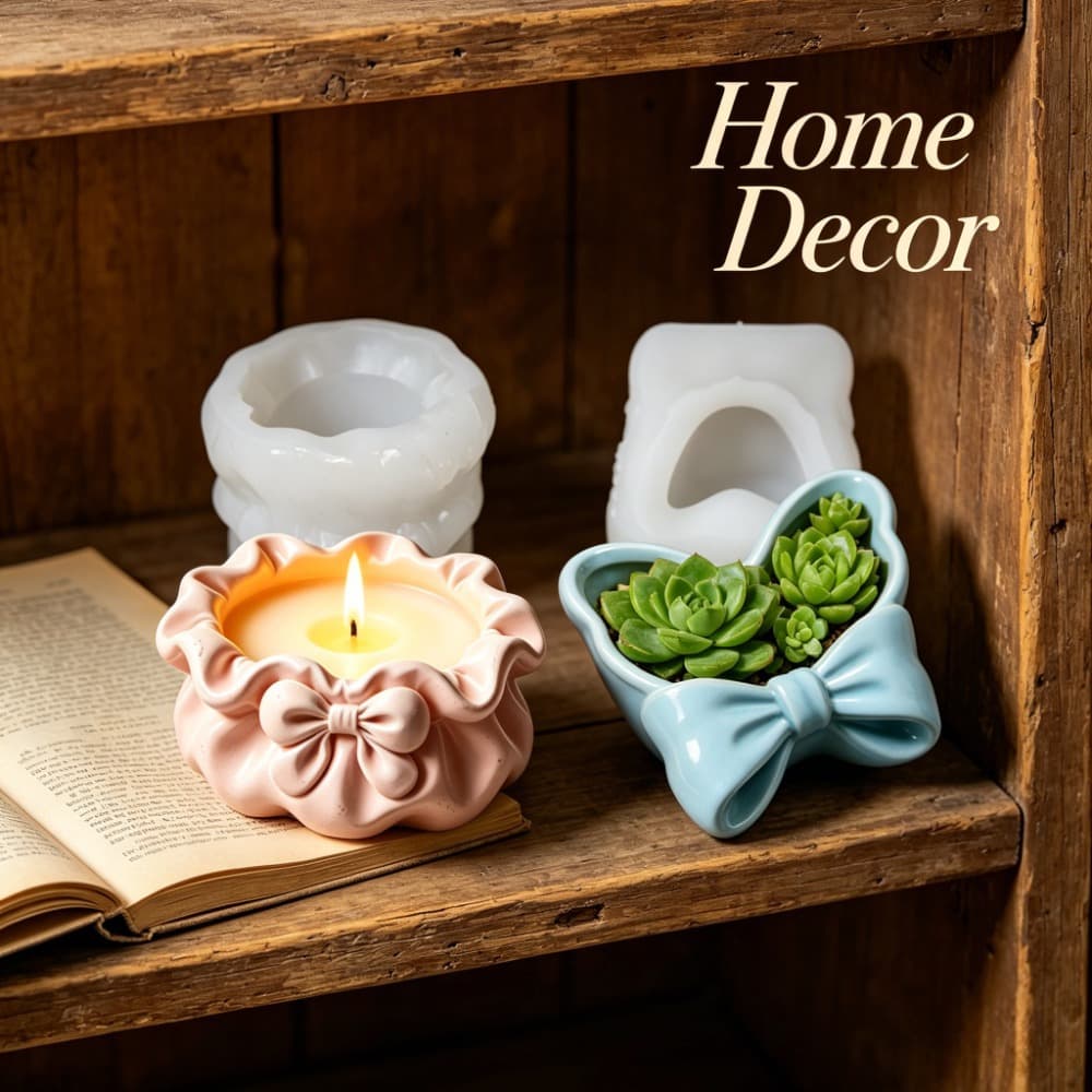 Bow lucky bag silicone mold DIY gypsum aromatherapy wax cup succulent flower pot storage ornaments mold